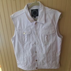 White denim vest